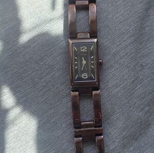 Fossil Quartz Watch – Dark Bronze Open-Link Bracelet
